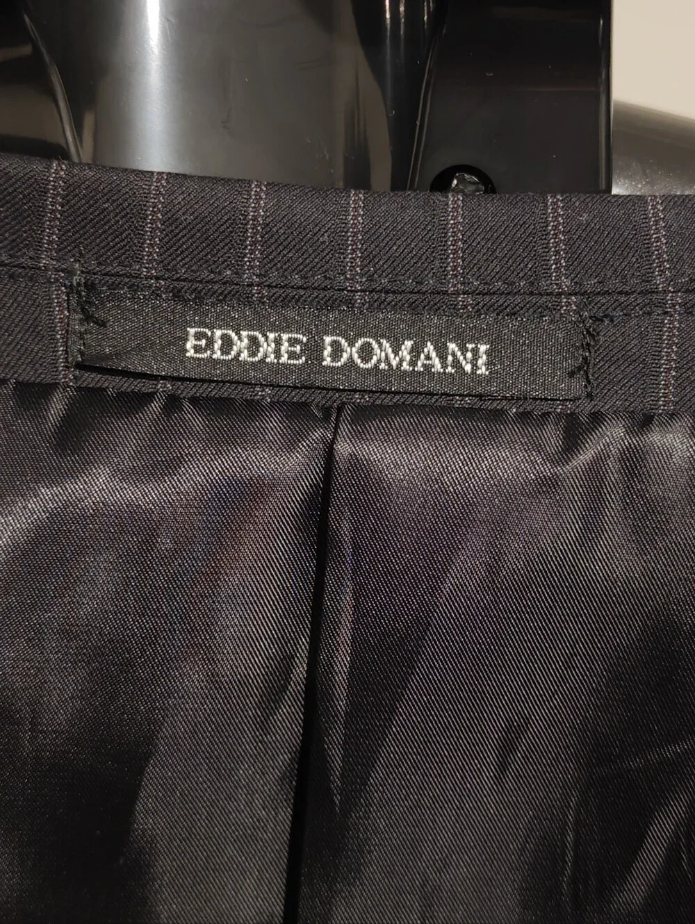 NWT Eddie Domani Men's Black Pinstripe Suit Unhemmed Trousers Size 40S / 34W